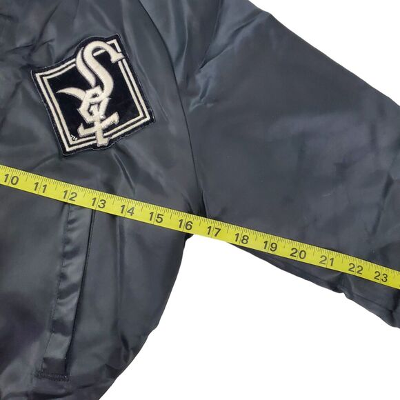 Vintage CHICAGO WHITE SOX Jacket BOYS 10/12 Black Satin CHALK LINE Retro MLB - Picture 5 of 11